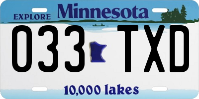 MN license plate 033TXD