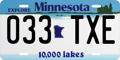 MN license plate 033TXE