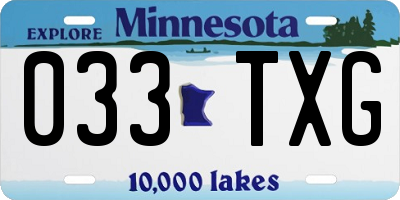 MN license plate 033TXG