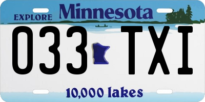MN license plate 033TXI