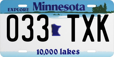 MN license plate 033TXK