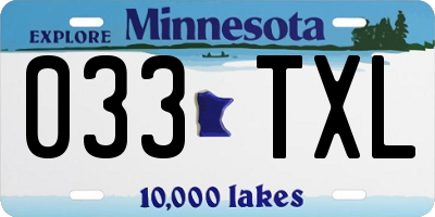 MN license plate 033TXL