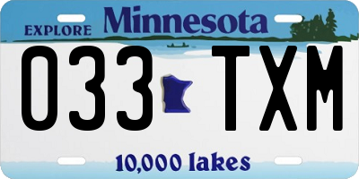 MN license plate 033TXM