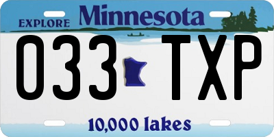 MN license plate 033TXP