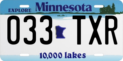 MN license plate 033TXR