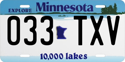 MN license plate 033TXV