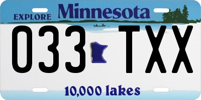 MN license plate 033TXX