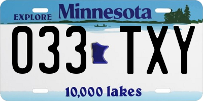 MN license plate 033TXY