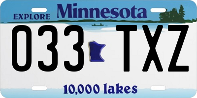 MN license plate 033TXZ
