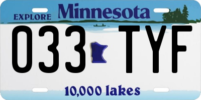 MN license plate 033TYF