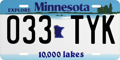 MN license plate 033TYK