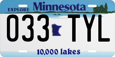 MN license plate 033TYL