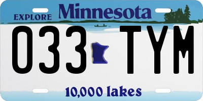 MN license plate 033TYM