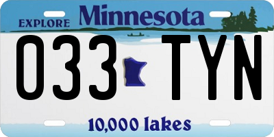 MN license plate 033TYN
