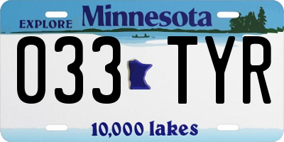 MN license plate 033TYR
