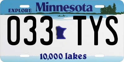 MN license plate 033TYS