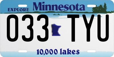 MN license plate 033TYU