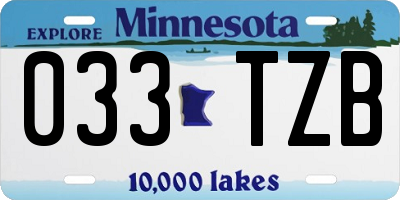 MN license plate 033TZB