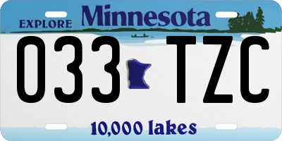 MN license plate 033TZC