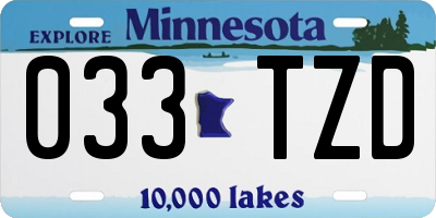 MN license plate 033TZD