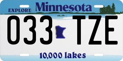 MN license plate 033TZE