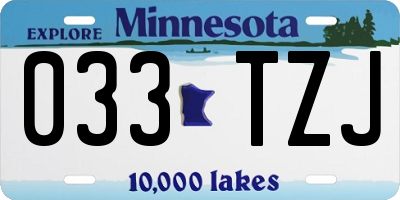 MN license plate 033TZJ