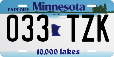 MN license plate 033TZK