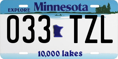 MN license plate 033TZL