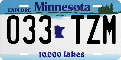 MN license plate 033TZM