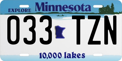 MN license plate 033TZN
