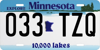 MN license plate 033TZQ