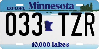MN license plate 033TZR