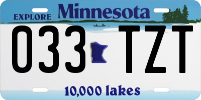 MN license plate 033TZT