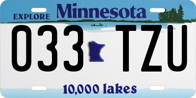 MN license plate 033TZU