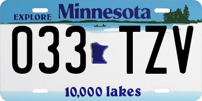 MN license plate 033TZV