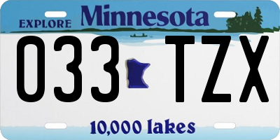 MN license plate 033TZX