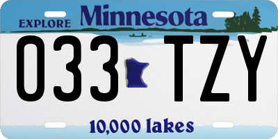MN license plate 033TZY