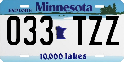 MN license plate 033TZZ
