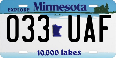 MN license plate 033UAF