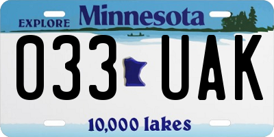 MN license plate 033UAK