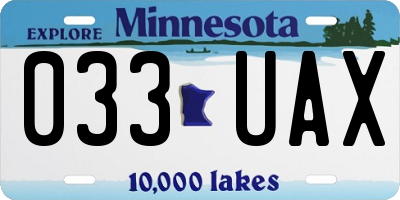 MN license plate 033UAX