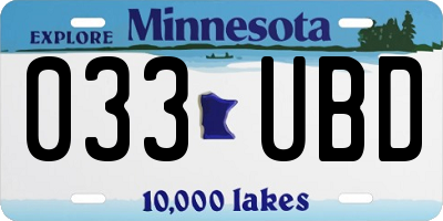 MN license plate 033UBD