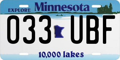MN license plate 033UBF
