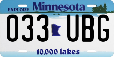 MN license plate 033UBG