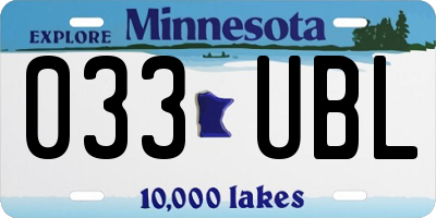 MN license plate 033UBL