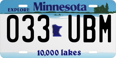 MN license plate 033UBM