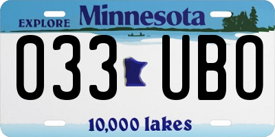 MN license plate 033UBO