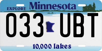 MN license plate 033UBT