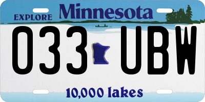 MN license plate 033UBW