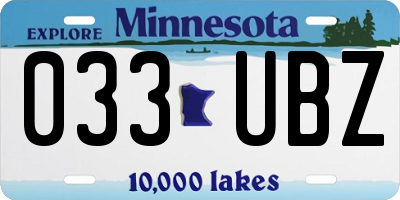 MN license plate 033UBZ